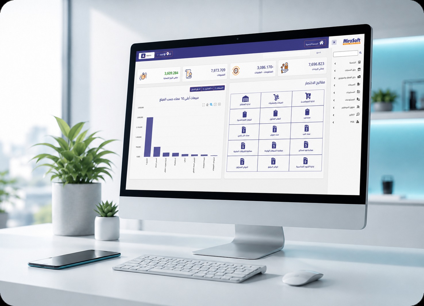 Realistic business software dashboard workspace